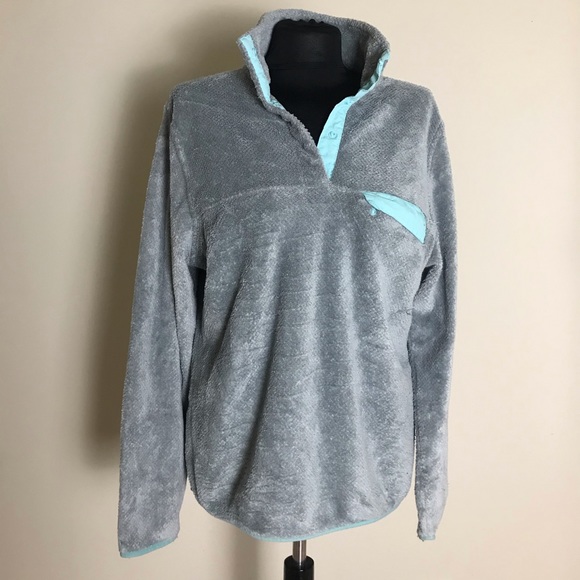 Tops - Gray/Turquoise Fleece Pullover